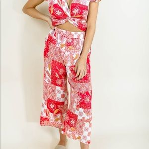 Austen red bandana print top AND pants size xl